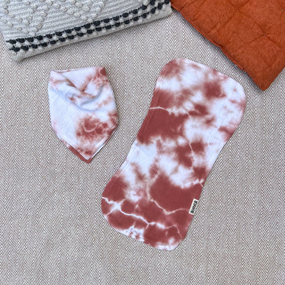 Bandana Newborn Bib and Burp Cloth Set - Rust Tie Dye