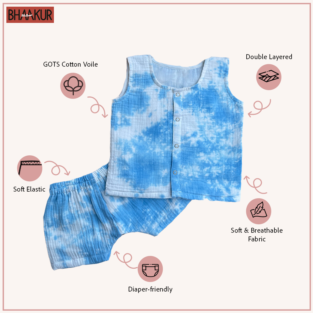 Tie-Dye Jhabla Set(Blue)