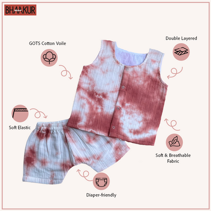 Tie-Dye Jhabla Set( Rust)