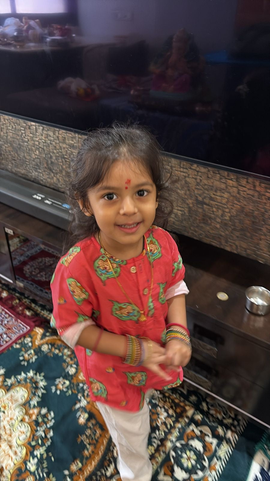 Chanderi Unisex 'In the Light of Lord Ganesha' Kurta Set