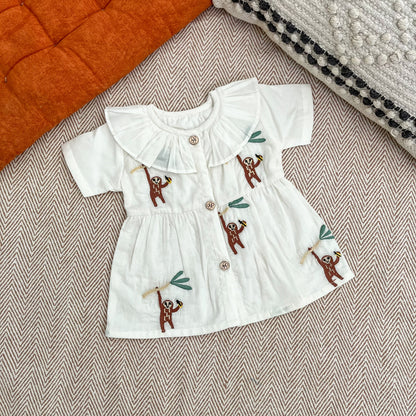 Organic cotton embroidered frock for infants, toddlers and kids- perfect for festive occasions