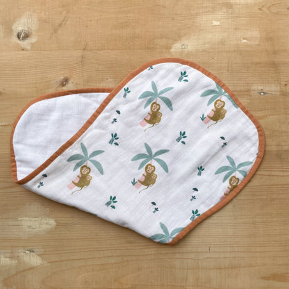 Infant Bib and Burp Cloth Set (Monkey Print)
