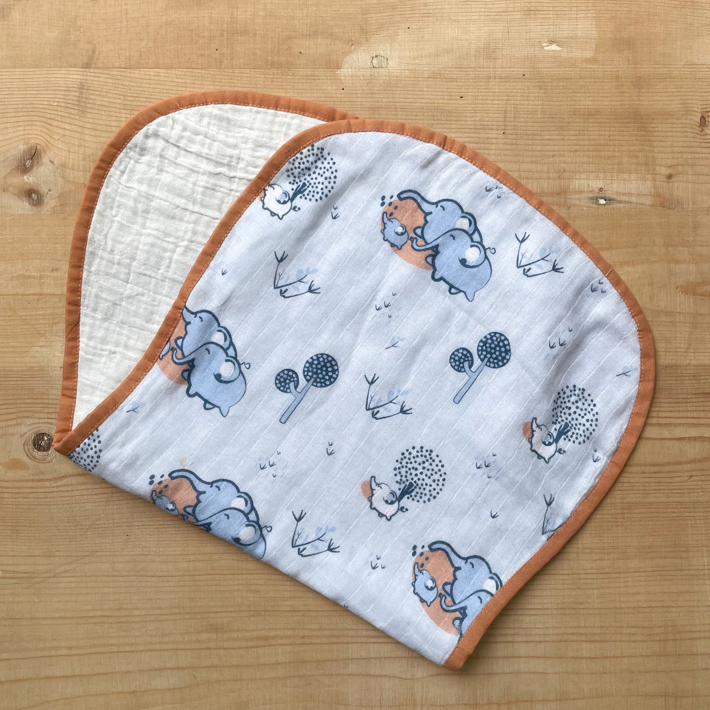 Newborn Bib and Burp Cloth Set (Elephant Print)